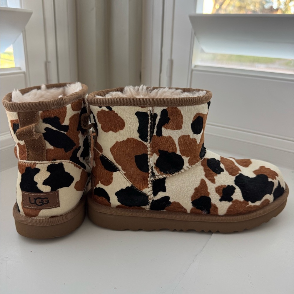 UGG Cow Print Ankle Boots